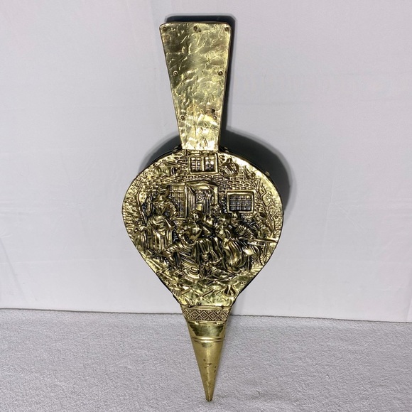 Vintage Antique Brass W Leather & Wood Decorative Bellows - Picture 1 of 16